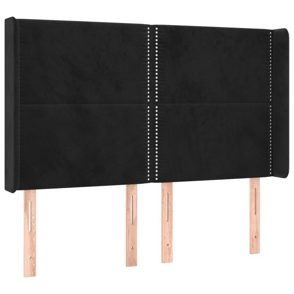 vidaXL Tête de lit avec oreilles Noir 147x16x118/128 cm Velours