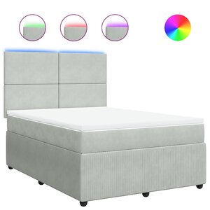 vidaXL Sommier à lattes de lit et matelas Gris clair 140x200cm Velours