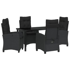 vidaXL Ensemble de salle à manger pour jardin 5 Pièces Noir polyrotin