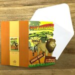 Carte Porte-Billet Joyeux Anniversaire Lion Savane Jungle Enveloppe 12x17 5cm