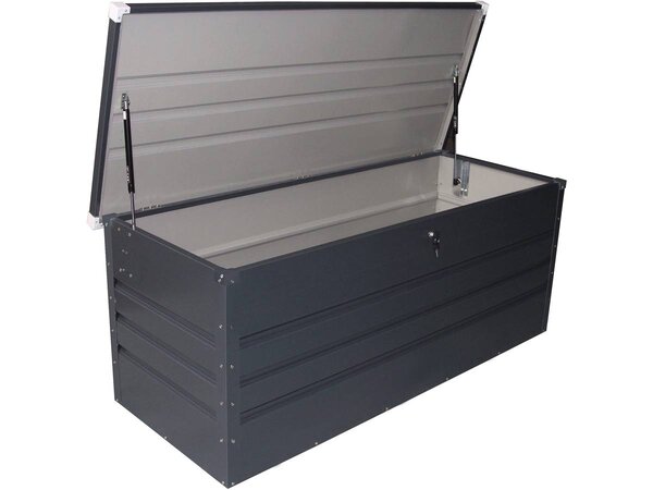 Coffre de jardin métal - 400L - 132 x 61 x 62 cm - Anthracite