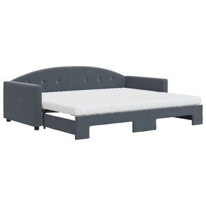 vidaXL Lit de jour avec gigogne et matelas gris foncé 90x190cm velours