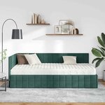 vidaXL Cadre de lit d'angle avec matelas 2 Pièces Vert Velours