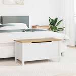vidaXL Boîte de rangement HILL Blanc et marron miel 90 x 40 x 45 cm