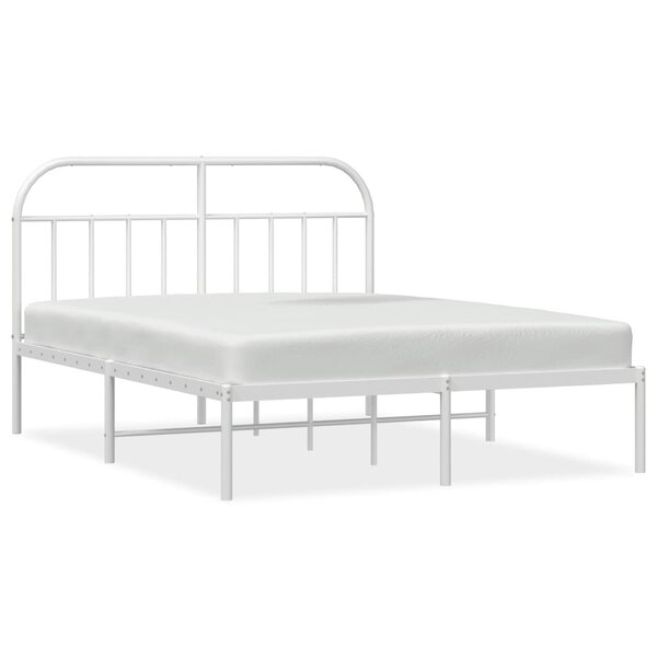 vidaXL Cadre de lit métal sans matelas et tête de lit blanc 140x190 cm