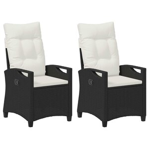 vidaXL Chaise de jardin 2 pc Noir et Crème Acier et Polyester