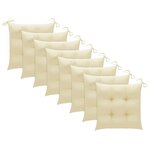 Vidaxl chaises de jardin avec coussins blanc crème 8 pièces teck massif