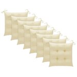 vidaXL Chaises de jardin avec coussins blanc crème 8 Pièces Teck massif