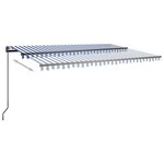 vidaXL Auvent manuel rétractable avec poteaux 3 5x2 5 m Bleu et blanc