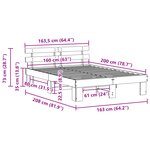 vidaXL Cadre de lit avec tête de lit 160x200 cm Bois massif pin