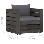 vidaXL Salon de jardin 2 Pièces avec coussins Bois imprégné de gris