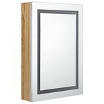 vidaXL Armoire de salle de bain à miroir LED blanc et chêne 50x13x70cm