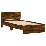 vidaXL Cadre de lit avec tête de lit chêne fumé 100x200 cm