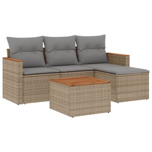 vidaXL Salon de jardin avec coussins 5 Pièces beige résine tressée