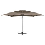 vidaXL Parasol à 4 niveaux avec mât en aluminium Taupe 250x250 cm