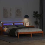 vidaXL Cadre de lit avec tête de lit Brun cire 150 x 200 cm Pin massif