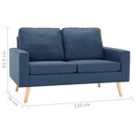 Vidaxl ensemble de canapé 2 pièces tissu bleu