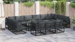 vidaXL Ensemble de canapé de jardin 14 Pièces Noir 70 x 70 x 32 cm