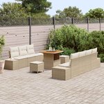 vidaXL Ensemble de canapé de jardin 10 Pièces Beige Poly rotin