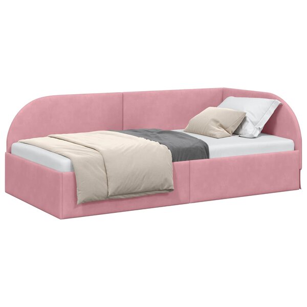 vidaXL Cadre de lit d'angle avec tête de lit Rose 90 cm x 200 cm
