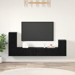vidaXL Meuble TV mural avec étagère 4 Pièces Chêne Noir Bois d'ingénierie