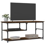 vidaXL Meuble TV chêne fumé 103x38x46 5 cm bois d'ingénierie et acier