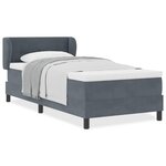 Lit à ressorts avec matelas gris foncé 90x200 cm en velours