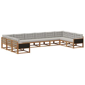 vidaXL Ensemble de canapés d'extérieur 10 Pièces Naturel et gris clair