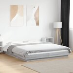 vidaXL Cadre de lit et lumières LED sans matelas sonoma gris 150x200cm