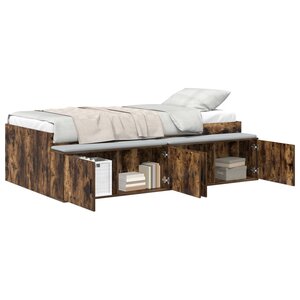 vidaXL Cadre de lit Chêne fumé 90 x 200 cm Bois d'ingénierie