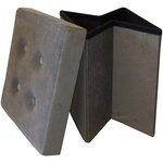 Pouf coffre carré en velours synthétique capitonné