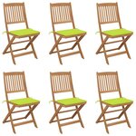 vidaXL Chaises pliables de jardin 6 Pièces avec coussins Bois d'acacia