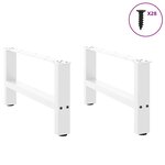 vidaXL Pieds de table basse Blanc 2 pièces 70 x (30-31) cm Acier