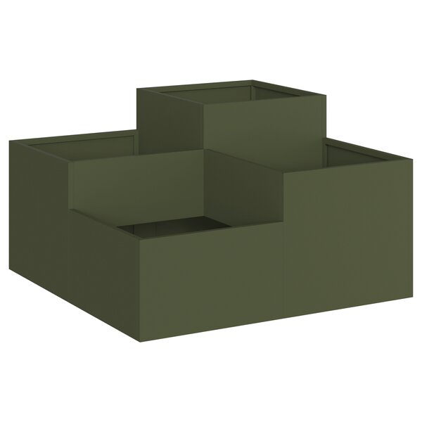 Jardinière vidaXL 100x100x48 cm Vert olive Acier