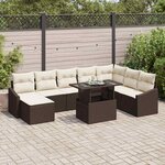 vidaXL Ensemble de canapé de jardin avec coussin 9 Pièces Marron et crème
