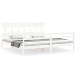 vidaXL Cadre de lit avec tête de lit blanc Super King Size bois massif
