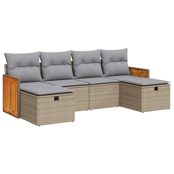 vidaXL Salon de jardin avec coussins 6 Pièces beige résine tressée