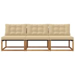 vidaXL 3 Pièce Sofa de milieu extérieur Bois d'Acacia Massif Naturel