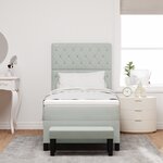 vidaXL Lit à Sommier avec Matelas & Banc Gris Clair 90x190 cm Velours
