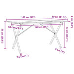 vidaXL Table à manger cadre en X 160x80x75 cm bois de pin massif acier