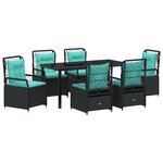 vidaXL Ensemble de salle à manger de jardin de 7 pièces en poly rotin noir