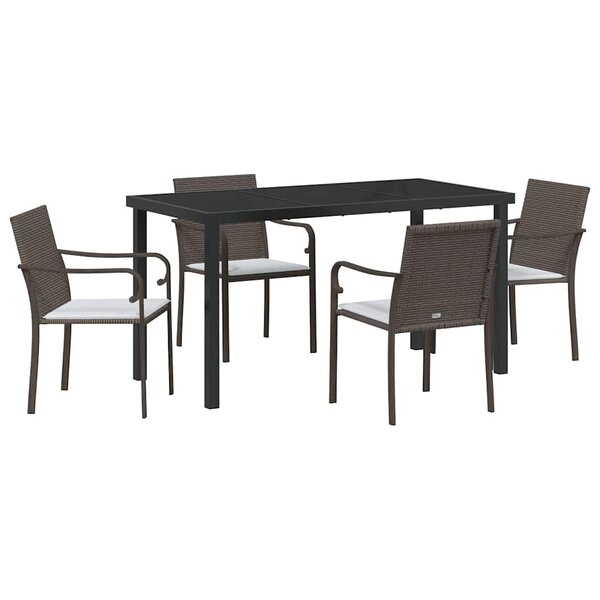vidaXL Ensemble de salle à manger pour jardin 5 Pièces Marron et Noir