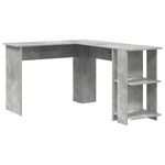 vidaXL Bureau d'angle avec rangement en béton gris 140x113 5x75cm
