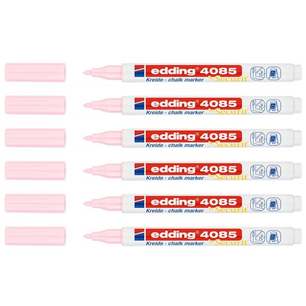 Marqueur Craie Liquide 4085 Rose Pastel Pointe Ronde 1-2 mm x 6 EDDING