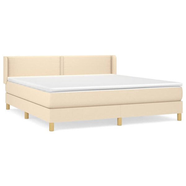 vidaXL Sommier à lattes de lit avec matelas Crème 180x200 cm Tissu