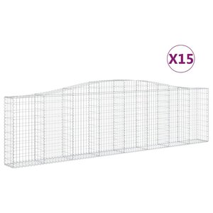 vidaXL Paniers à gabions arqués 15 Pièces 400x30x100/120 cm Fer galvanisé