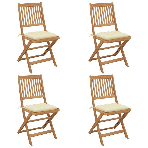vidaXL Chaises pliables de jardin lot de 4 avec coussins Bois d'acacia
