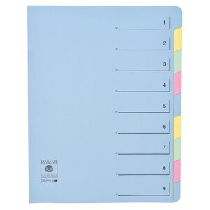 Trieur 9 onglets en dossier Dos extensible Rubriques imprimées Bleu COUTAL