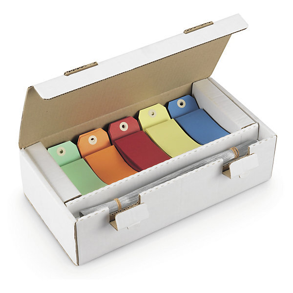 Lot de 1000: étiquette américaine cartonnée couleurs assorties avec attache métallique 80x38 mm