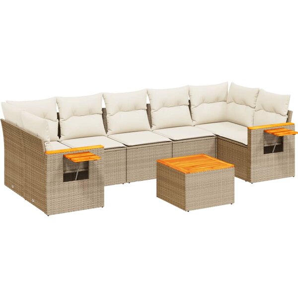 vidaXL Salon de jardin avec coussins 8 Pièces beige résine tressée